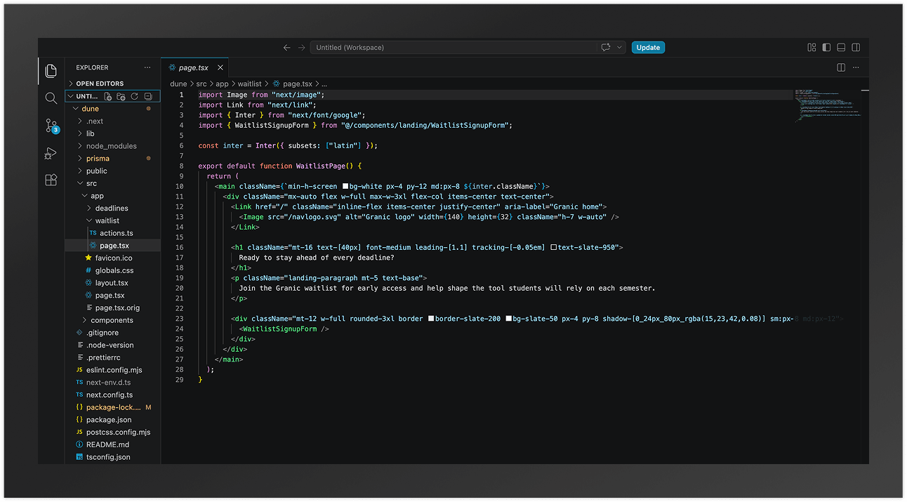 Final built landing page